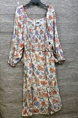 Hayden Los Angeles Maxi Dress Womens 2XL Floral Smocked Long Sleeve Boho